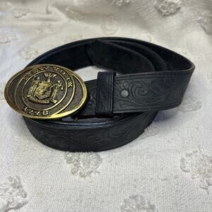Vintage New York Excelsior 1776 Heritage Mint Solid Brass Leather Belt Men’s 46
